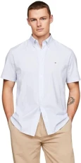 Men Shirt Flex Poplin Short-sleeve, Multicolor (Cloudy Blue / Optic White), XL