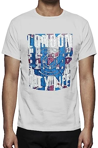 Men Short Sleeve Crew Neck London City Life Printed Vintage Caual Summer T Shirt London City Life Pr