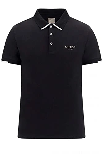 Men Short Sleeve Polo Shirt Black Large