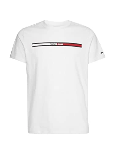 Men Short-Sleeve T-Shirt Essential Flag Tee Crew Neck, White (White), S