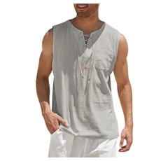 Men Sleeveless Henley Shirt Mens Medieval Lace Up Sleeveless Shirts Tank Tops Mens XXXL Mens Leather Waistcoat Vest Mens Henley Long Sleeved t-Shirts American Flag (Grey, S)