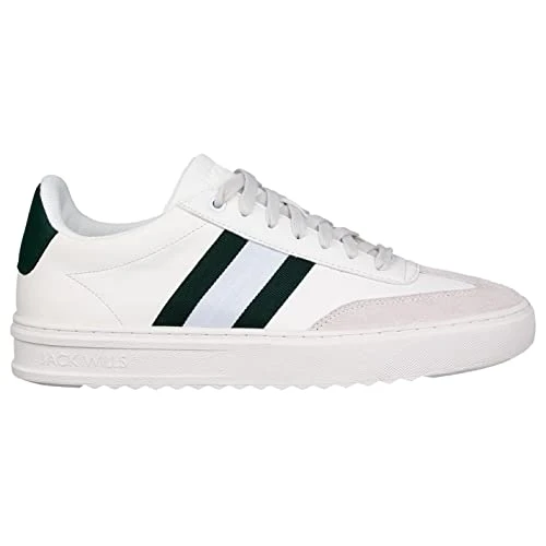 Men Stripe Trnr White/Green 11 (46)
