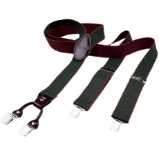 men suspenders 3,5 cm 1,38" wide 4 clips with brown leather in Y-form elastic and length adjustable dark green men suspenders 3,5 cm 1,38" wide 4 clips with brown leather in Y-form elastic and length adjustable dark green