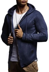 Men Sweat Jacket Hoodie LN-1058 Blue Medium Men Sweat Jacket Hoodie LN-1058 Blue Medium