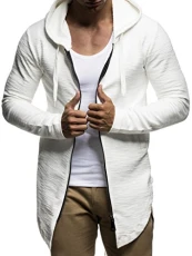 Men Sweat Jacket Hoodie LN-6301 Ecru Large Men Sweat Jacket Hoodie LN-6301 Ecru Large
