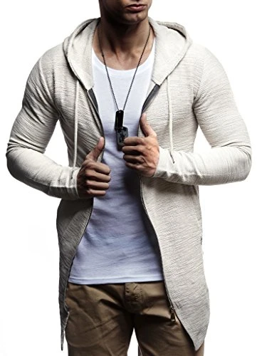 Men Sweat Jacket Hoodie LN-6301 Grey Medium