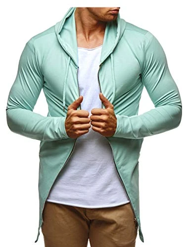 Men Sweat Jacket Hoodie LN-6366 Mint Large