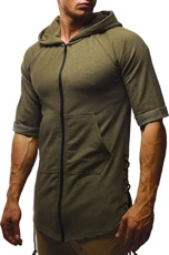 Men Sweat Jacket Hoodie LN-6374 Khaki Small Men Sweat Jacket Hoodie LN-6374 Khaki Small