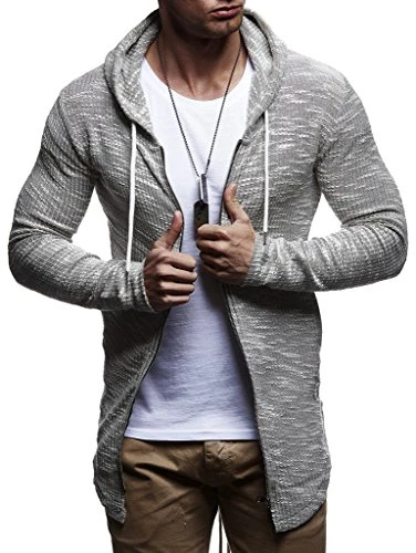 Men Sweat Jacket Hoodie LN-8123 Grey XX-Large
