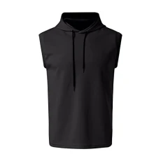 Men T Shirts Pack V Neck Mens Sleeveless Vest Top Casual T Shirt Solid Color Hooded Hoodie Mens Short Sleeve Loose Casual Tee (Black, M)