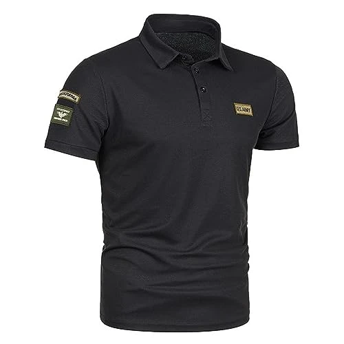 Men T Shirts Polo,Summer Men's Shirts,Men T Shirts Short Sleeve, 2023 New Solid Color Lapel Polo Shirt Black