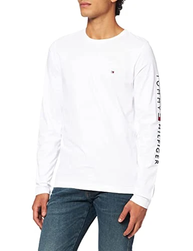 Men Tommy Logo Long-Sleeve T-Shirt Cotton, White (White), L