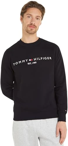 Men Tommy Logo Sweatshirt without Hood, Black (Black), L