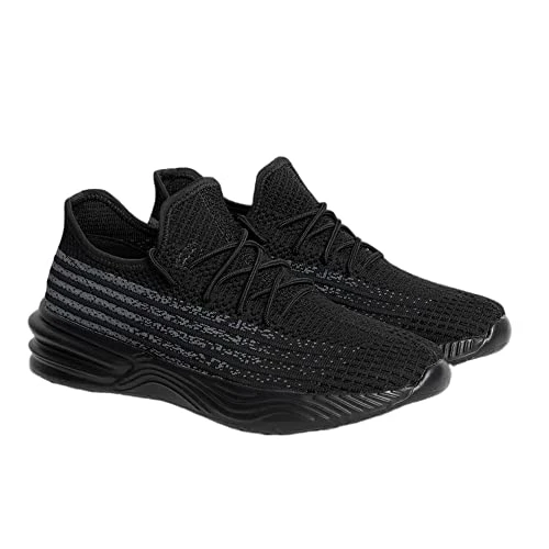 Men Trainers Lace up Sport Fitness Gym Lightweight Shoes UK Size 9 Black