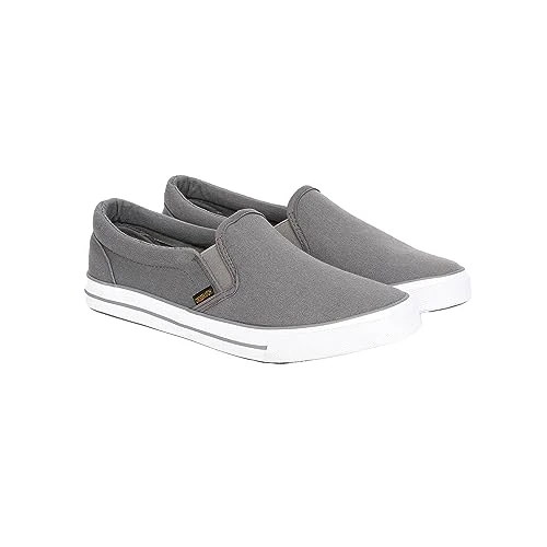 Men Trainers Slip On Canvas Plimsolls Pumps Casual Flat Gym Shoe Grey 12 UK