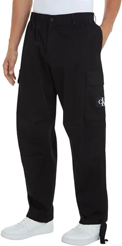 Men Trousers Cargo, Black (Ck Black), XL