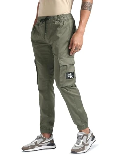 Men Trousers Skinny Cargo, Green (Dusty Olive), S