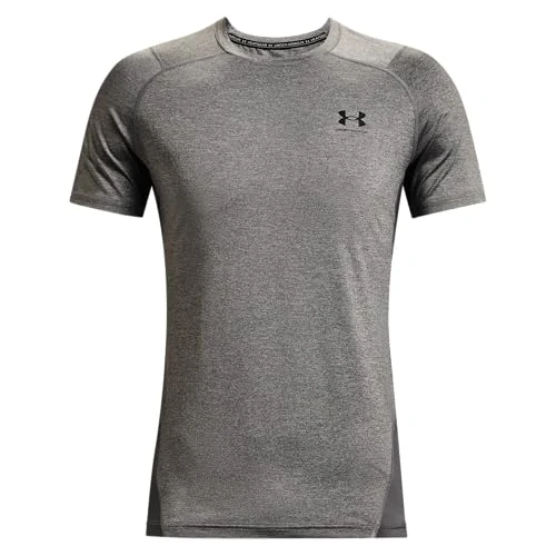 Men UA HG Armour Fitted SS, Fitted Undershirt for Exercise, Men's Gym Top with HeatGear Fabric