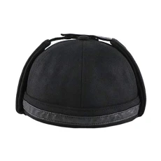 Men Women Fall Winter Warm Trapper Aviator Hat Docker Cap Headwear (Black)