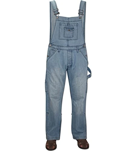 Men Women Unisex Light Wash Denim Onesie Dungarees All In One Piece Bib Overalls 100% Cotton, Size X