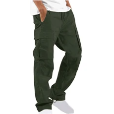 Men Work Trousers Loose Fit Mens Cargo Joggers Bottoms Lounge Pants Drawstring Elastic Waist Casual Sweatpants Solid Straight Legs Sweat Pant Workout Gym Athletic Jogger with Multi Pockets