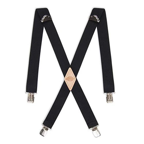 Men's 1-1/2 Solid Straight Clip Suspenders, Black, Extended size UK