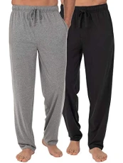 Men's 1 & 2 Pack Jersey Knit Pyjama Bottoms, Ebony/Esched Heather, M