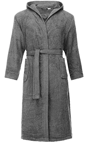 Men's 100% Cotton Terry Bathrobe LA40-192 (Dark Grey-12, XL)