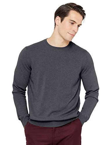 Men's 100% Pure Cashmere Jumper Long Sleeve Pullover Crew Neck Sweater Charcoal