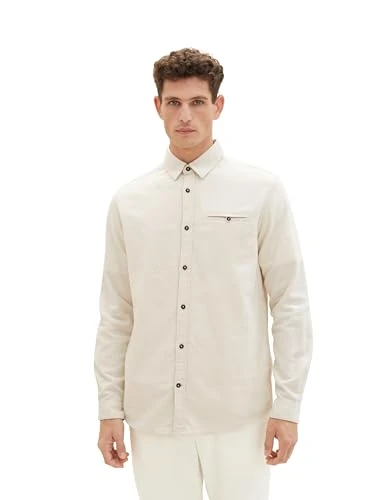 Men's 1038770 Shirt, 33873-Off White Tonal Structure, L