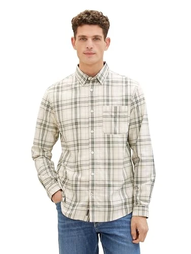 Men's 1038778 Shirt, 33887-Beige Dusty Dark Teal Check, L