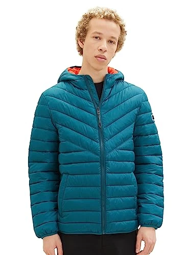 Men's 1039214 Lightweight Quilted Jacket with Hood, 19059-deep Jade Green, L