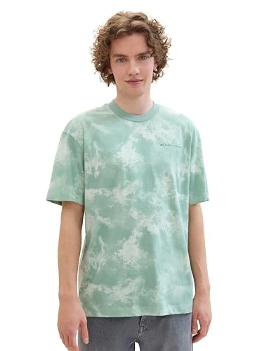 Men's 1042064 Relaxed Fit Tie Dye T-Shirt, 35721-Bleeched Green Smoky Print, S