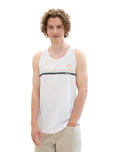 Men's 1042073 Summer Tank top with Logo Print, 20000-White, M