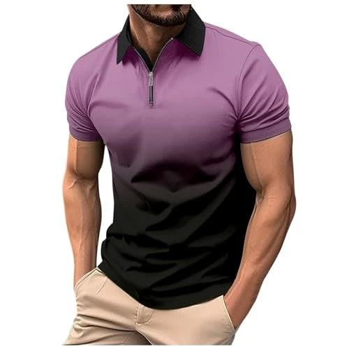 Men's 1/4 Zip Polo Shirts with Pocket Summer Short Sleeve Breathable Quick Dry Golf Tennis Tops Casu