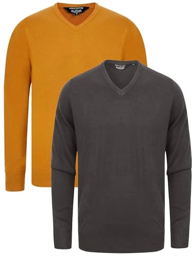 Men's (2 Pack) Knitted V-Neck Jumpers