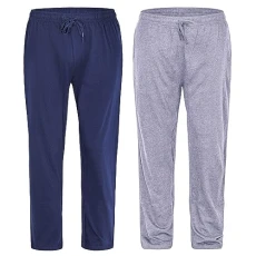 Mens 2 Pack Loungewear Bottoms Pyjama Jersey Nightwear Pants With Pockets (2XL,Grey/Navy)