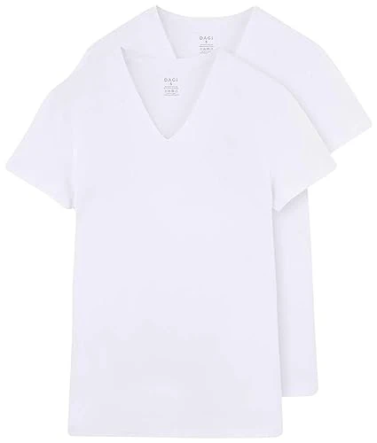 Men's 2 Pack Regular V-Neck Short Sleeve T-Shirt Undershirt, White, XL