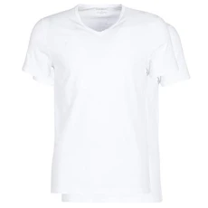 Men's 2-Pack T-Shirt V-Neck Pure Cotton Pyjama top, White (White 3), S (Pack of 2)