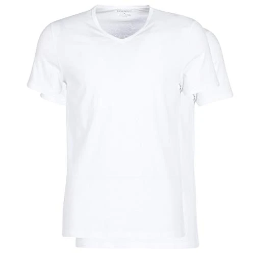 Men's 2-Pack T-Shirt V-Neck Pure Cotton Pyjama top, White (White 3), S (Pack of 2)
