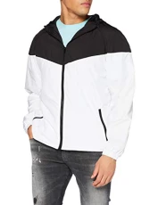 Men's 2-Tone Tech Windrunner Windbreaker, White/Black, L Men's 2-Tone Tech Windrunner Windbreaker, White/Black, L