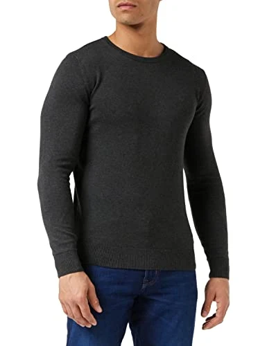 Men's 202212 Strickpullover Crewneck Sweater, 10617 - Black Grey Melange, 3XL