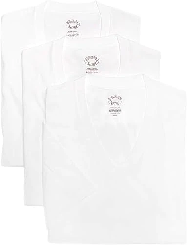 Men's 3 Pack Combed Cotton V-Neck Short Sleeve Tee Undershirt Shirt Pack White, White, XXL