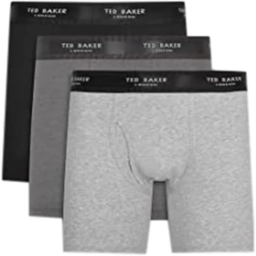 Mens 3-pack Cotton Boxer Underwear Briefs, Grey/Heather Grey/Black, S UK