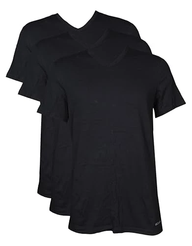 Men's 3 Pack Cotton V-Neck T-Shirt, Black, Large (Pack of 3)