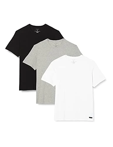 Mens 3-Pack Crew Neck T-Shirt - Black/Light Grey/White - XL