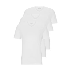 Men's 3-Pack V Neck Jersey T-Shirts Undershirt, White, Large