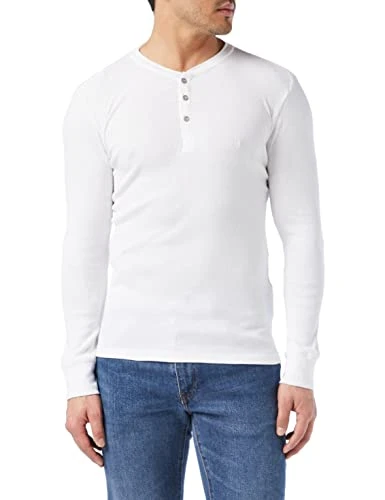 Men's 300ls Long Sleeve Henley 1p Shirt, White, XL