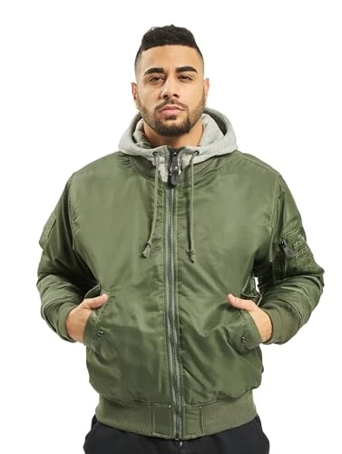 Men's 3150-136-XXL MA1 Sweat Hooded Jacket, Oliv mit Grauer Kapuze, XXL