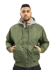 Men's 3150-136-XXL MA1 Sweat Hooded Jacket, Oliv mit Grauer Kapuze, XXL